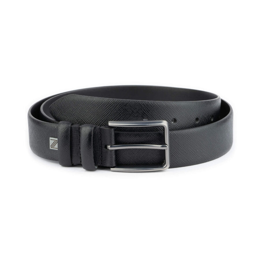 mens fashion black saffiano leather belt 1 SAFBLA35NOSNAR