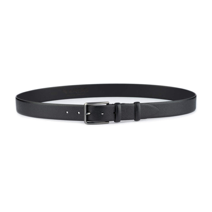 mens fashion black saffiano leather belt 4