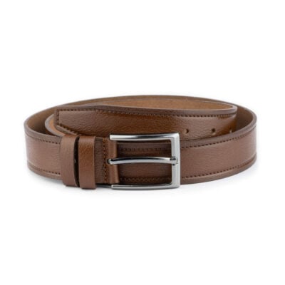 mens leather brown belt with buckle 1 LIGBRO35STICOW
