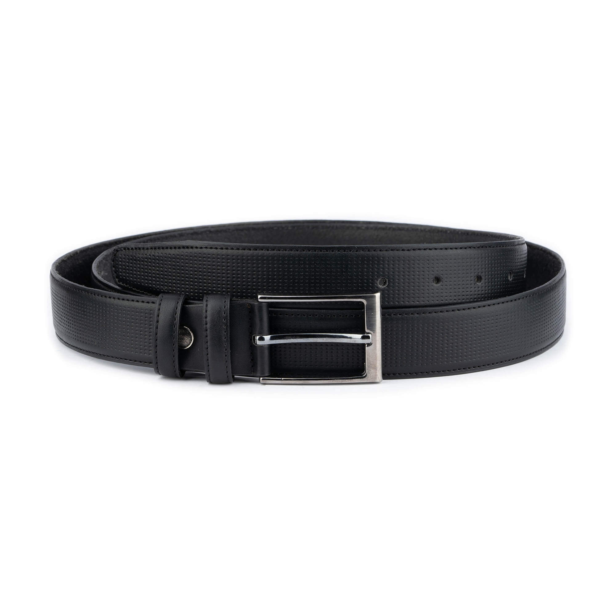 Buy Mens Perforated Leather Belt Black - LeatherBeltsOnline.com