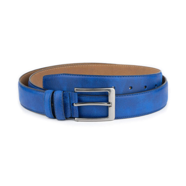 mens royal blue belt real leather 1 ROYBLU35SMOKSV