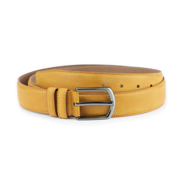 mustard yellow leather belt high quality 1 MUSYEL35SSMOKSV