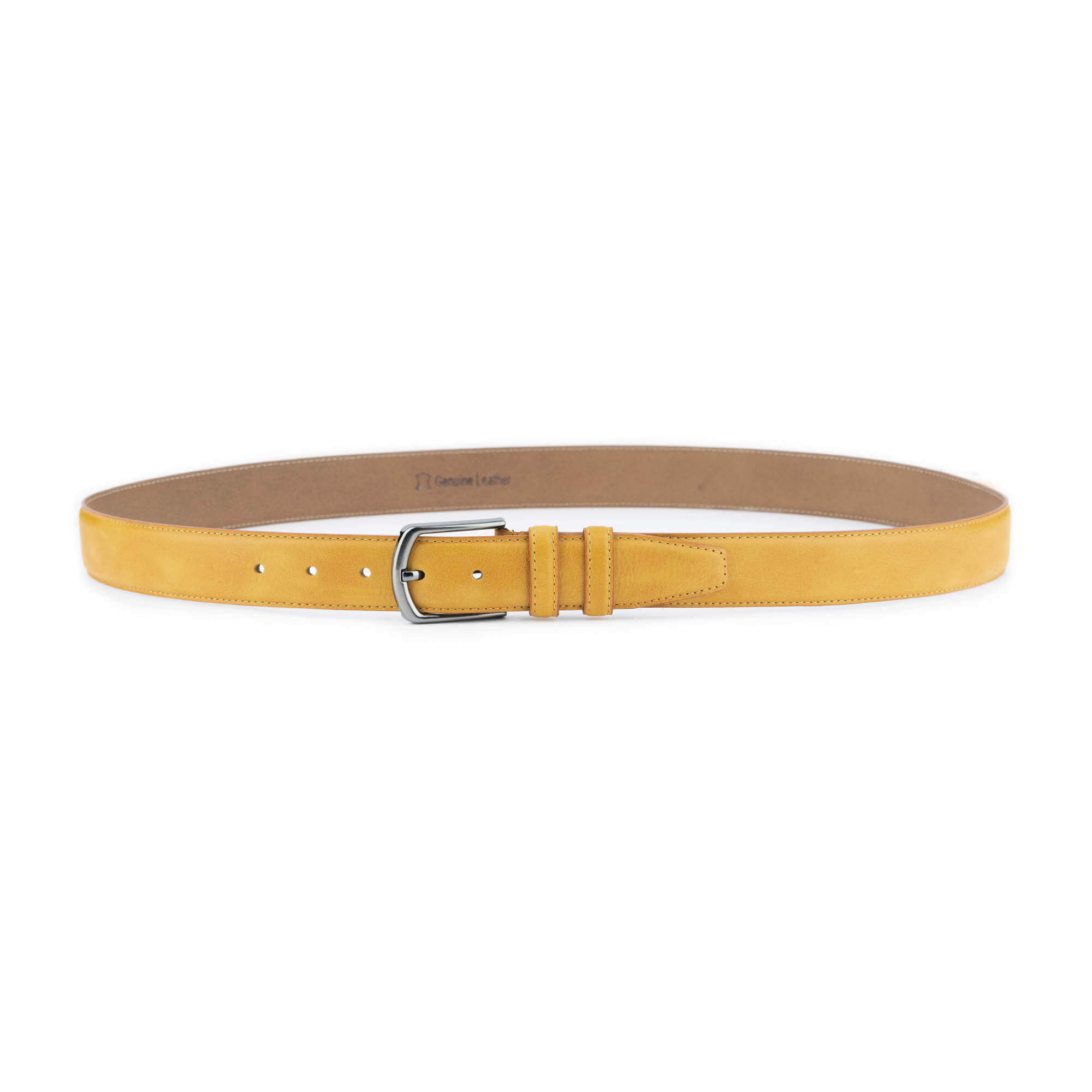 Light Yellow Suede Leather Belt