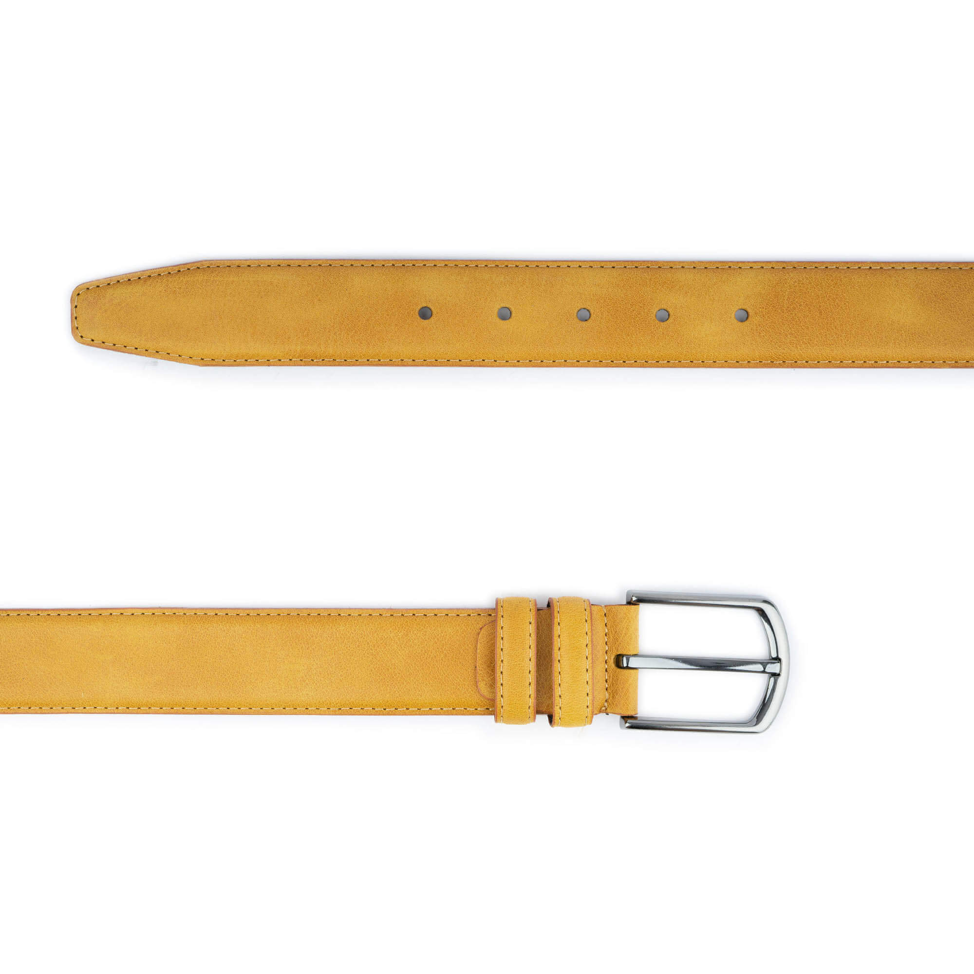 Light Yellow Suede Leather Belt