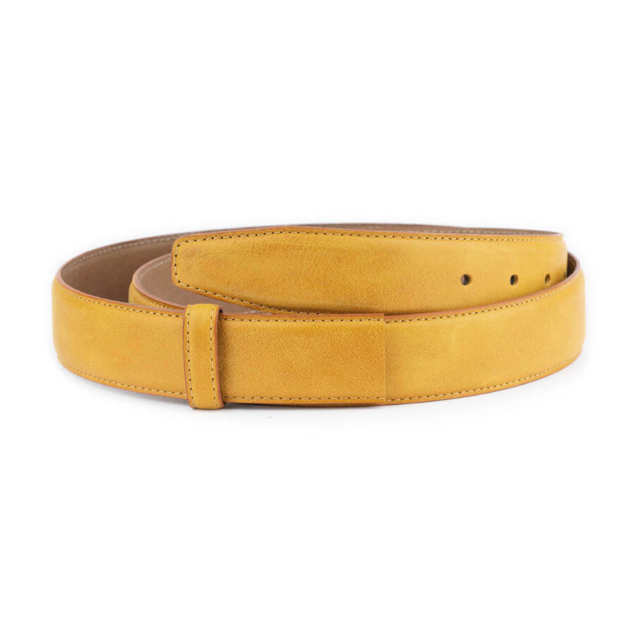 mustard yellow leather strap for belt 3 5 cm 1 MUSYEL35CUTKSV
