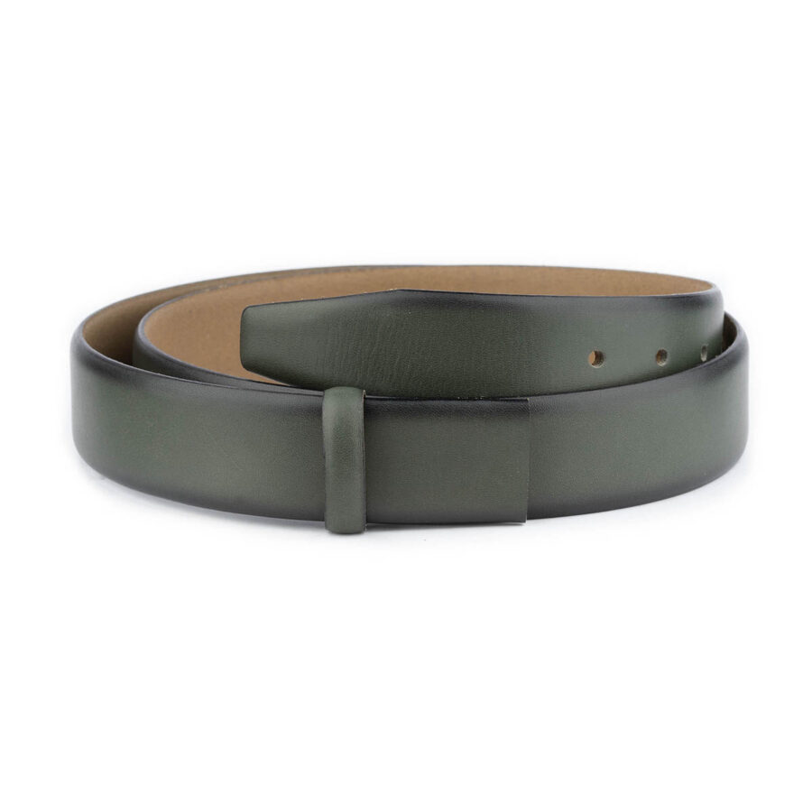 olive green belt leather strap replacement 3 8 cm 1 OLIGRE35CUTNOS