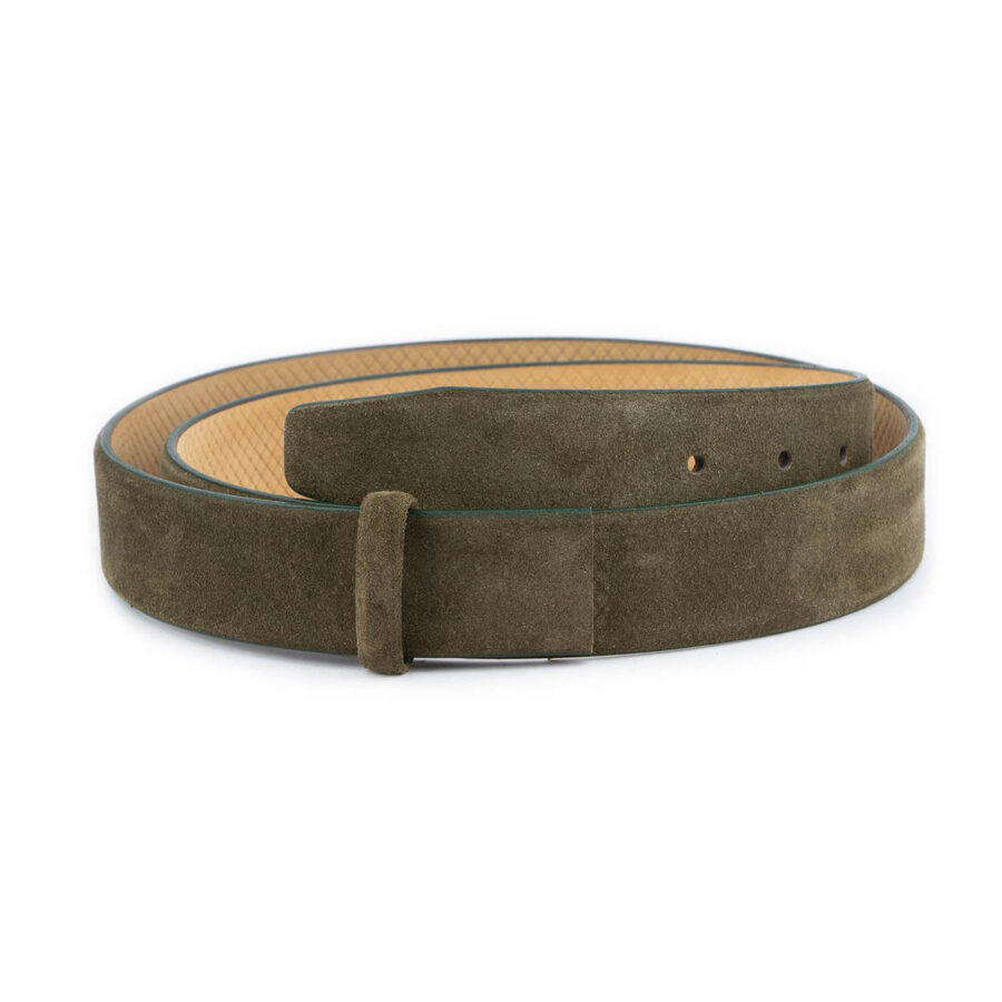 olive green suede belt leather strap replacement 3 5 cm 1 OLISUE35CUTNOS