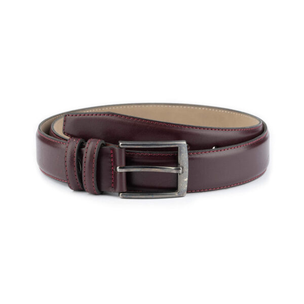 vegan leather burgundy belt for men 1 VEGBUR35SMOSTI