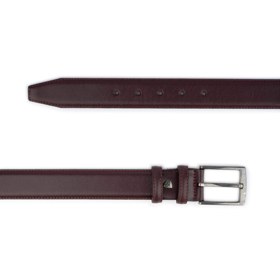 vegan leather burgundy belt for men 3