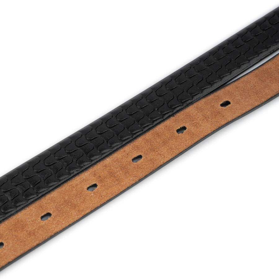 black embossed belt strap thin leather with pre made hole 3