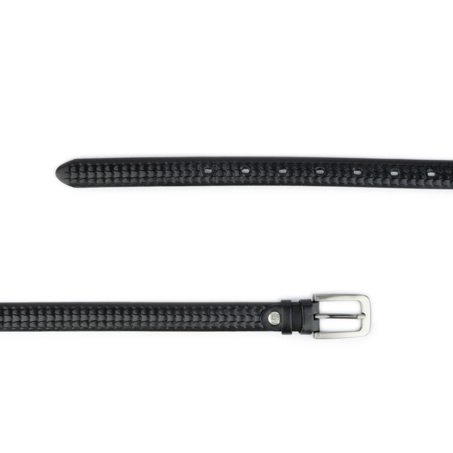 black embossed thin leather belt unique design 2041 4