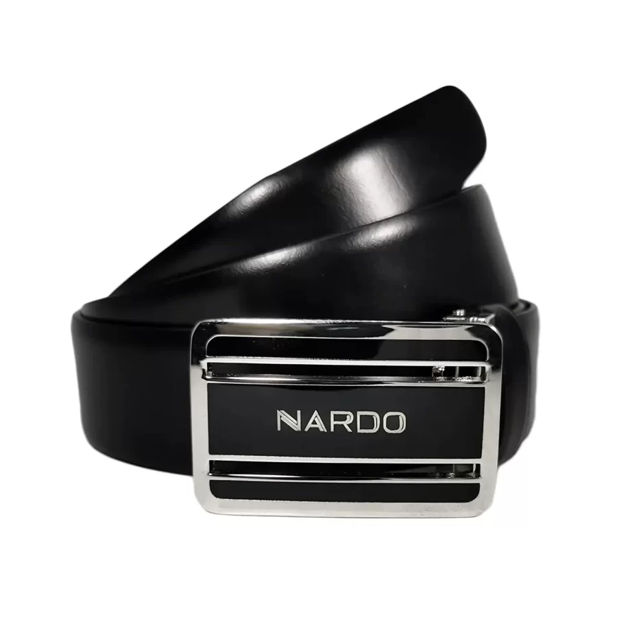 black leather belt for jeans with rectangle buckle BLASMO35KS03NAR 3