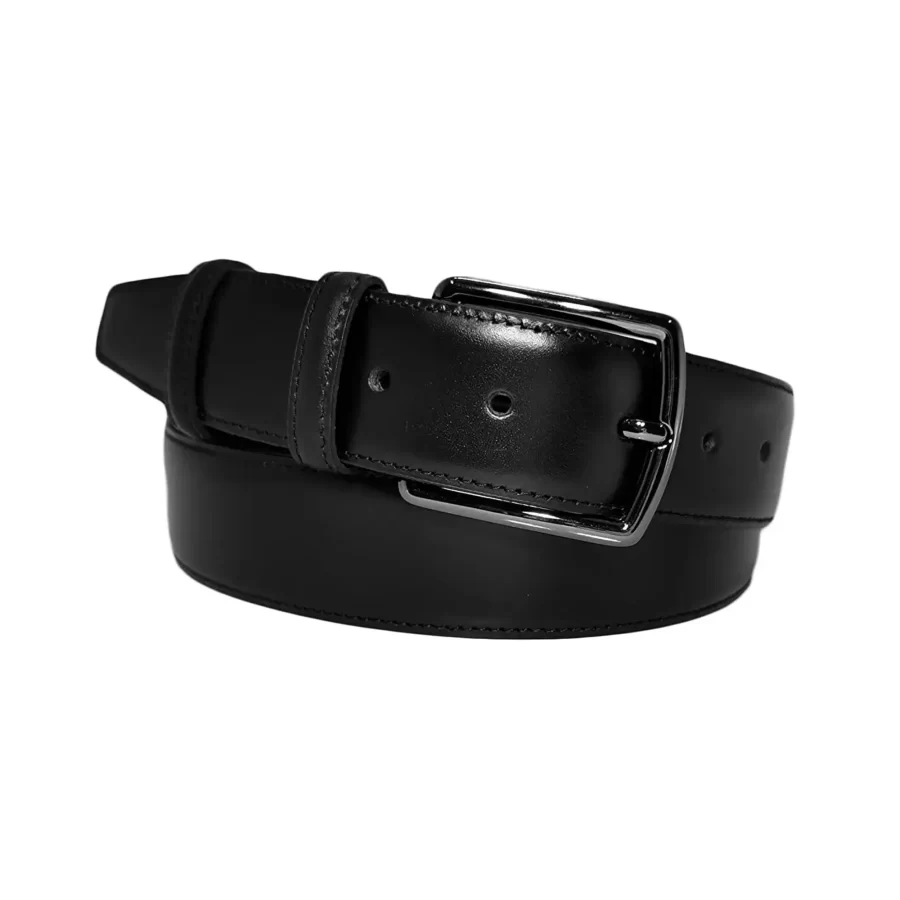 black mens belt for suit stitched leather BLASMO35NRD001DNAR 1