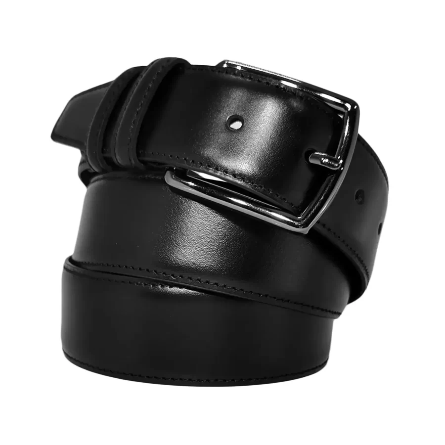 black mens belt for suit stitched leather BLASMO35NRD001DNAR 2