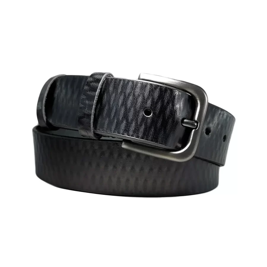 black textured belt for mens jeans TEXBLA40NRD0381NAR 1