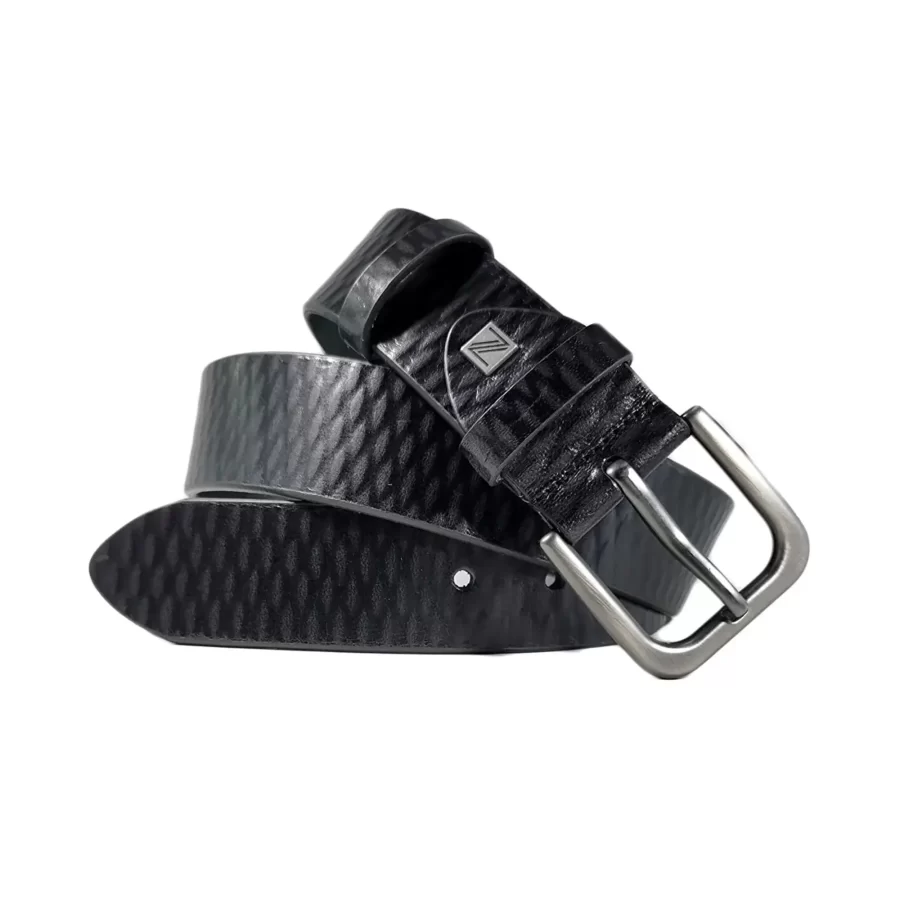 black textured belt for mens jeans TEXBLA40NRD0381NAR 2