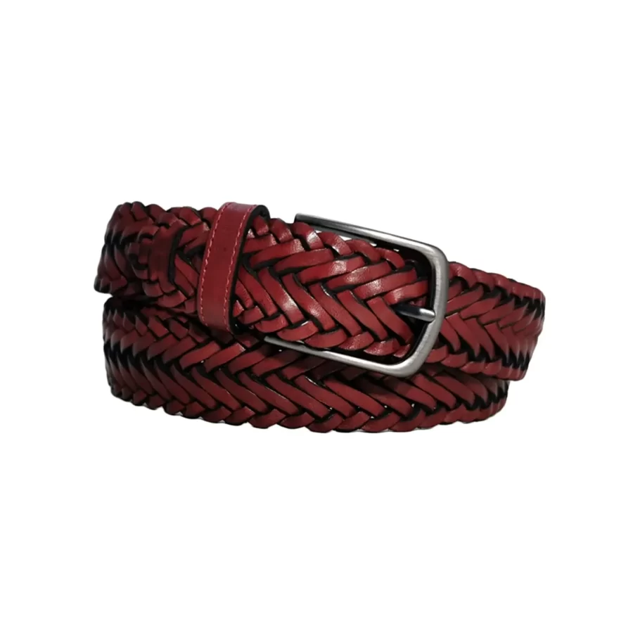 bordo leather mens woven belt BORBUR35NRDK033TBRANAR 1