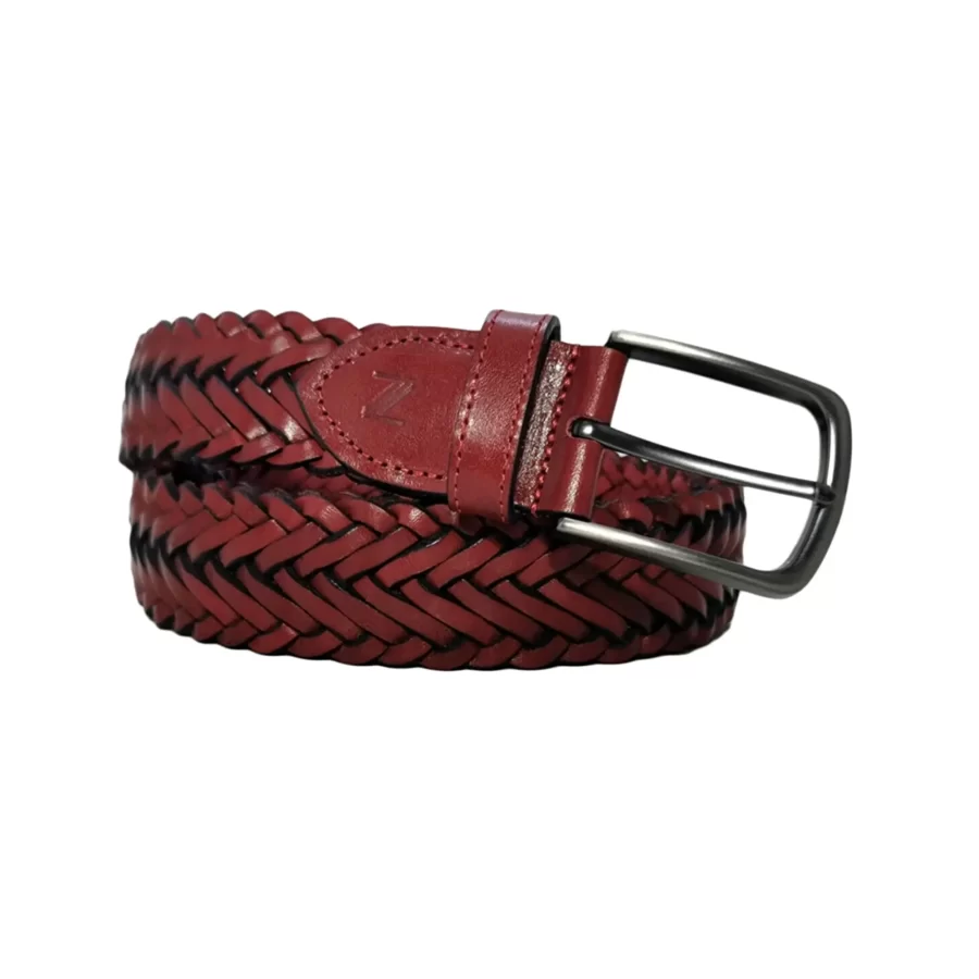 bordo leather mens woven belt BORBUR35NRDK033TBRANAR 2