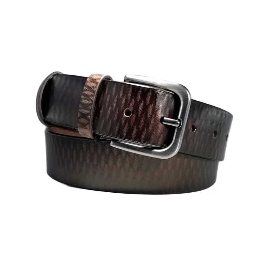 brown textured belt for mens jeans TEXBRO40NRD0381NAR 1