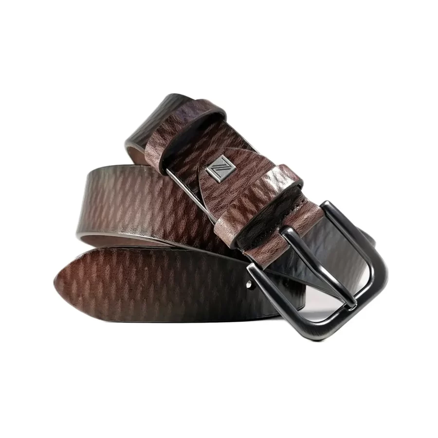 Buy Brown Textured Belt For Mens Jeans - LeatherBeltsOnline.com