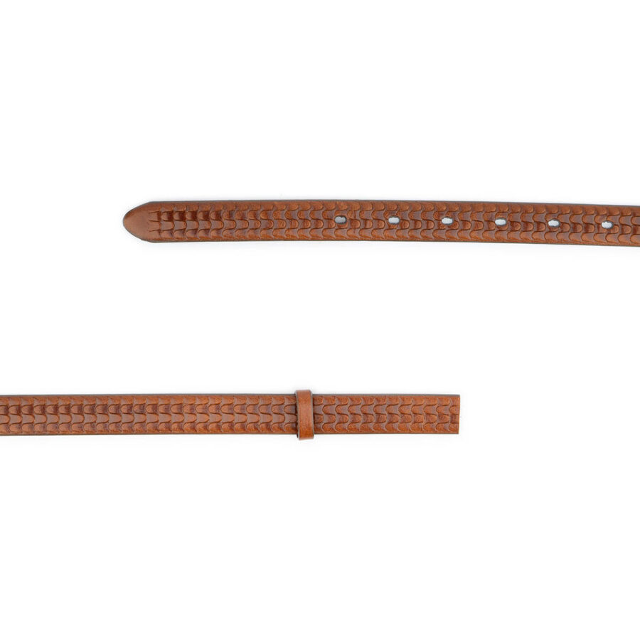 brown thin belt strap replacement embossed leather 2