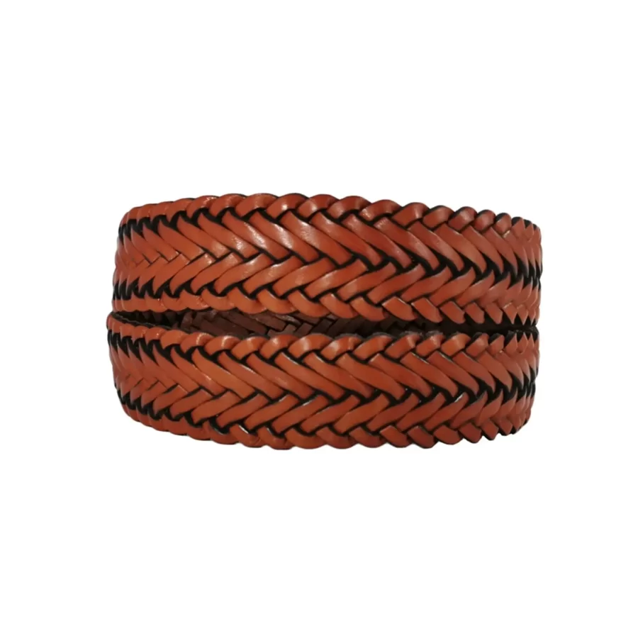 cognac brown leather mens woven belt COGBRO35NRDK033TBRANAR 3