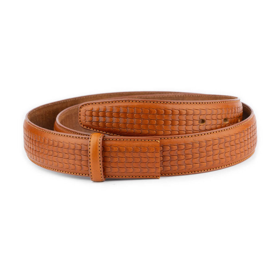 cognac embossed leather strap for belt replacement 1 EMBLIG3541CUTAML