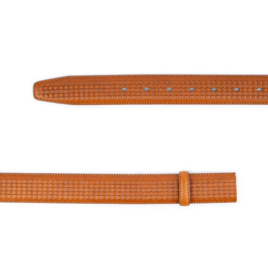 cognac embossed leather strap for belt replacement 2