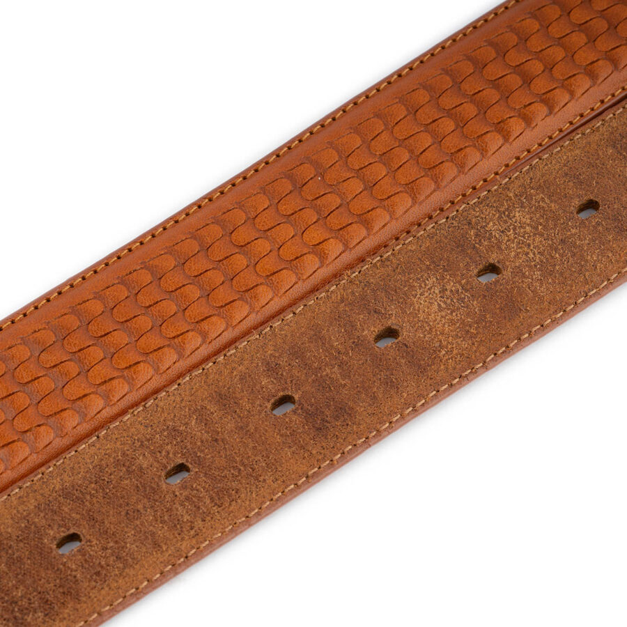 cognac embossed leather strap for belt replacement 3