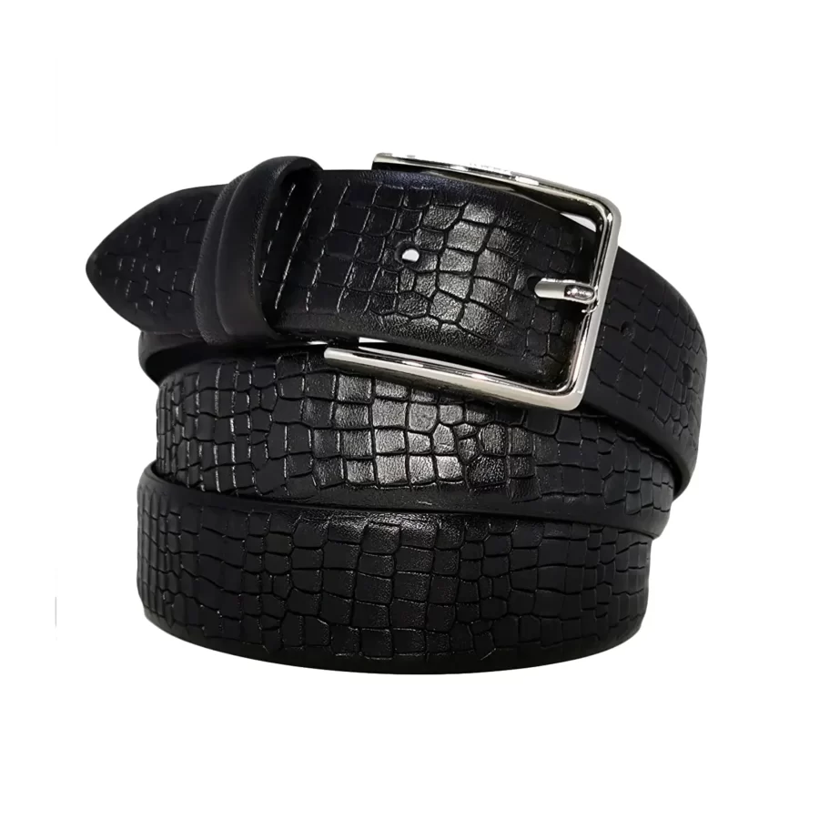 croco emboss mens belt black leather CROBLA35NRD3036NAR 2