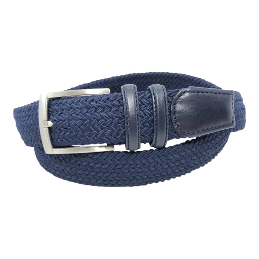 dark blue mens stretchy belt cotton leather 1 NAVBLU65646584WOVGIR35 1