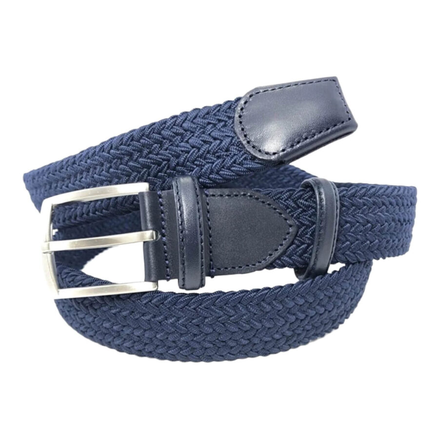 dark blue mens stretchy belt cotton leather 65646584 2