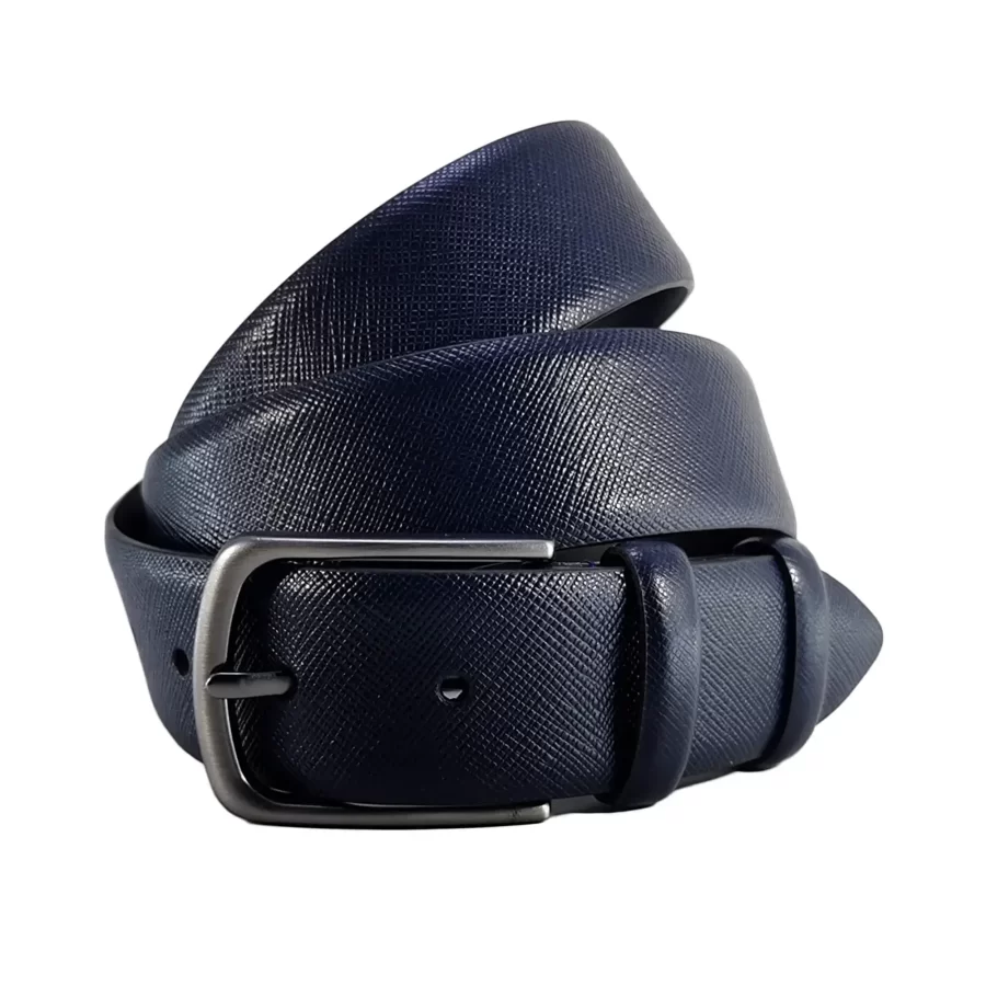 dark blue saffiano leather belt for mens suit SAFDBL35NRD3036NAR 2