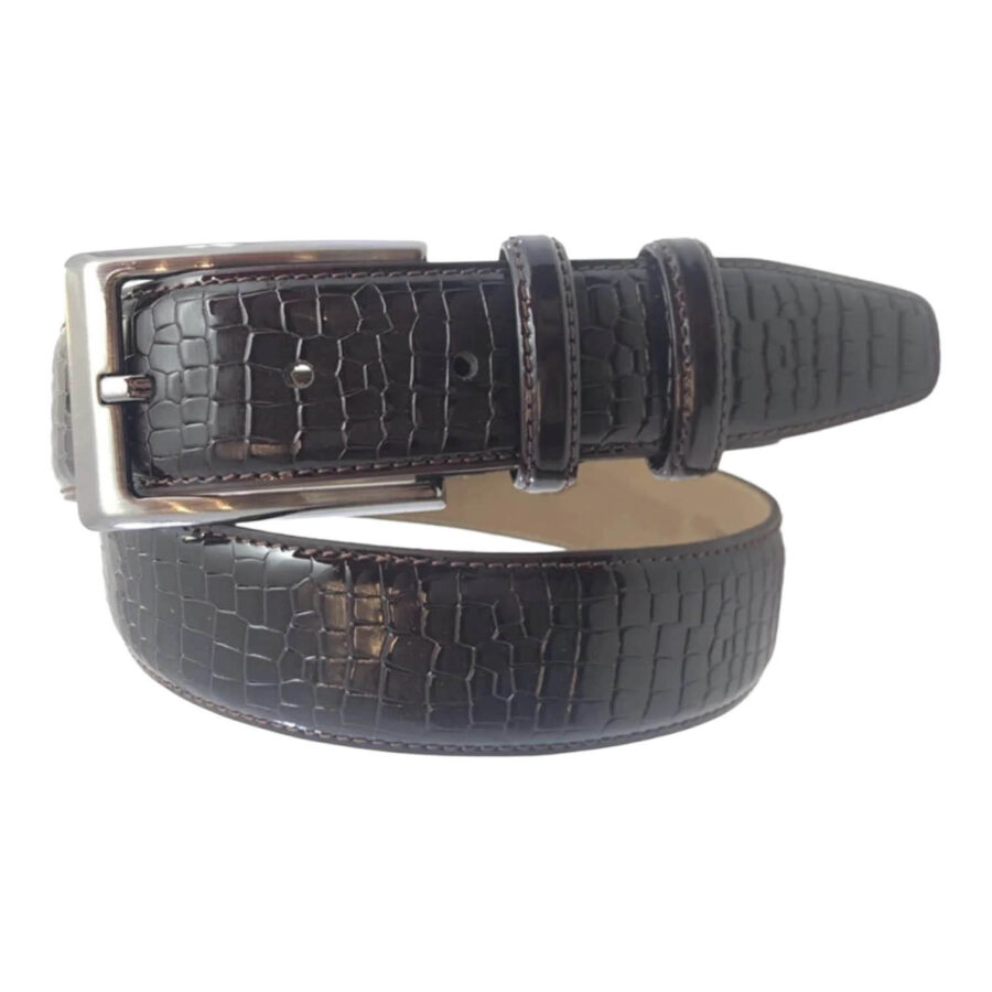 dark burgundy patent leather belt croco emboss 6654789 2