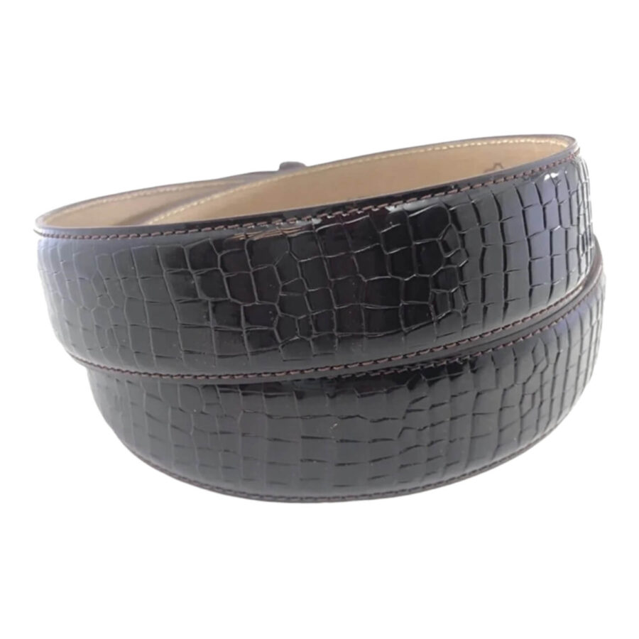 dark burgundy patent leather belt croco emboss 6654789 3