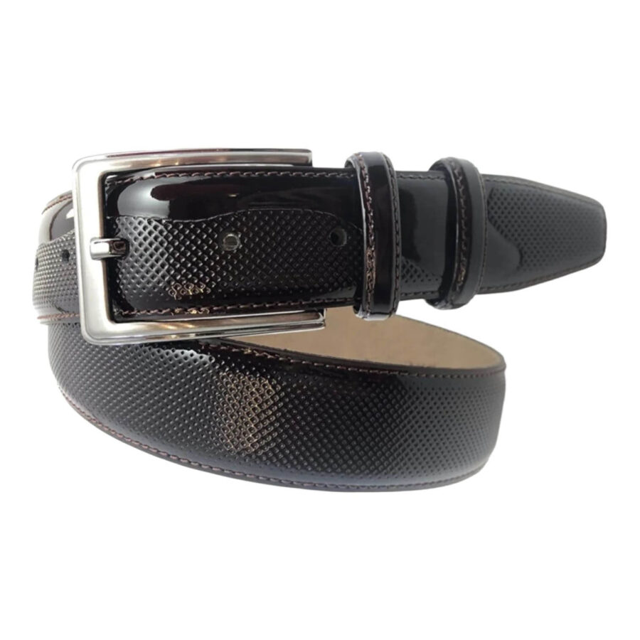 dark burgundy perforated leather belt for men 7452369 3