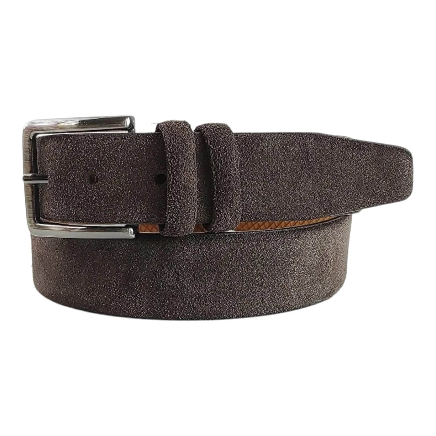 Bark brown suede leather belt