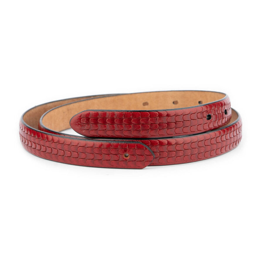 dark red leather belt strap replacement embossed 1 REDEMB2042HOLAML