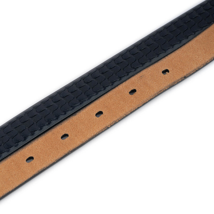 embossed dark blue leather strap belt replacement 2