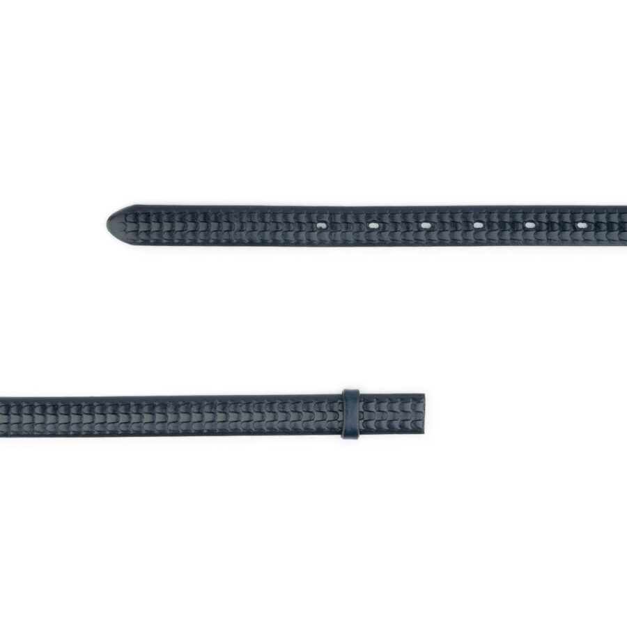 embossed dark blue leather strap belt replacement 3