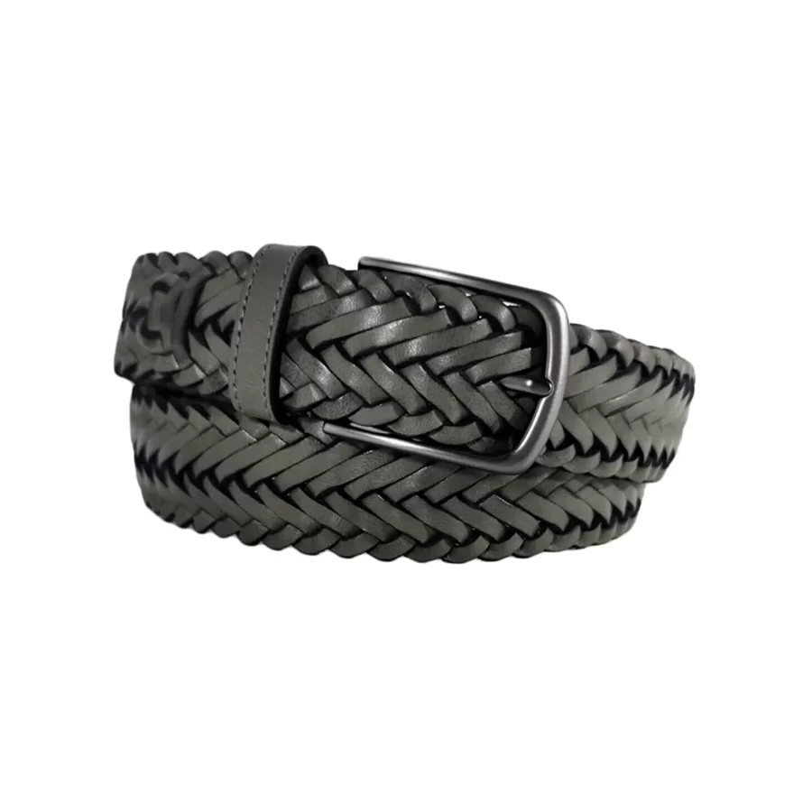 Buy Gray Leather Mens Woven Belt - LeatherBeltsOnline.com