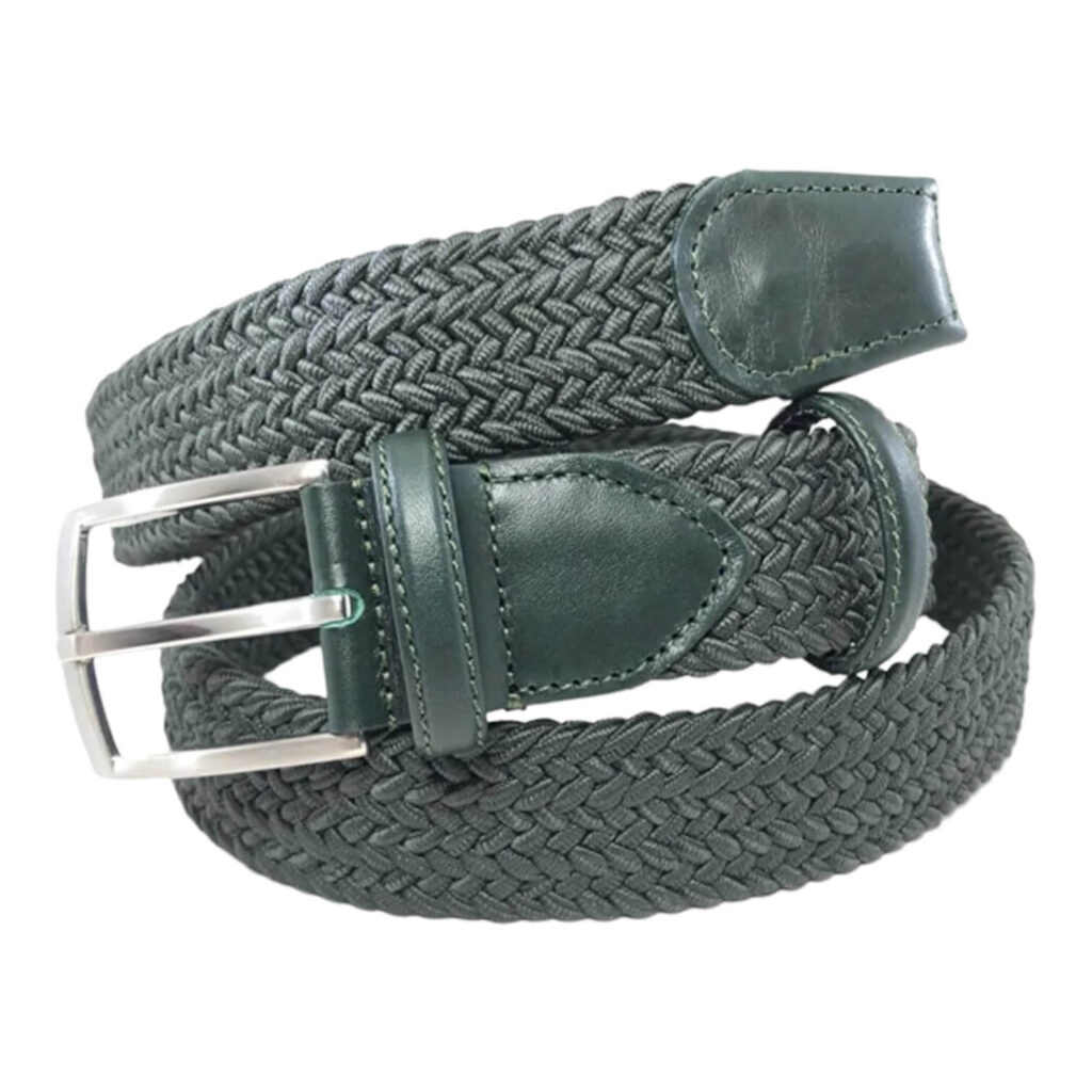 Buy Green Mens Stretchy Belt - Cotton Leather - LeatherBeltsOnline.com