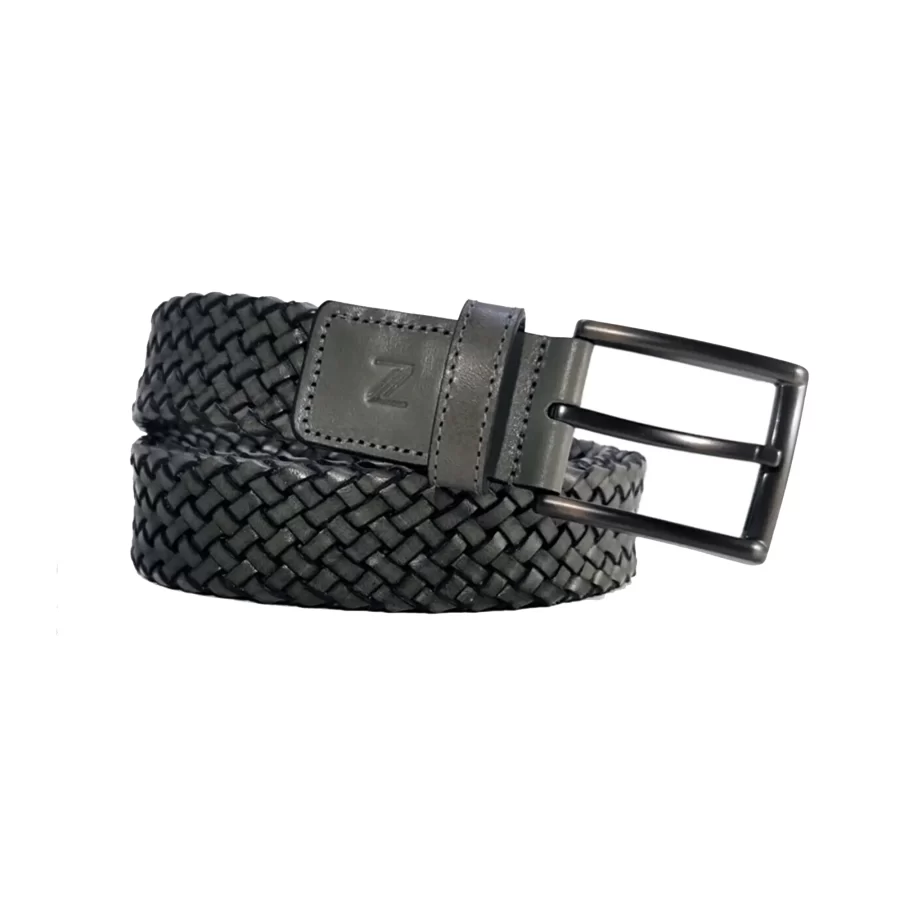 grey mens braided belt leather GREWOV35NRDK016TBRANAR 2