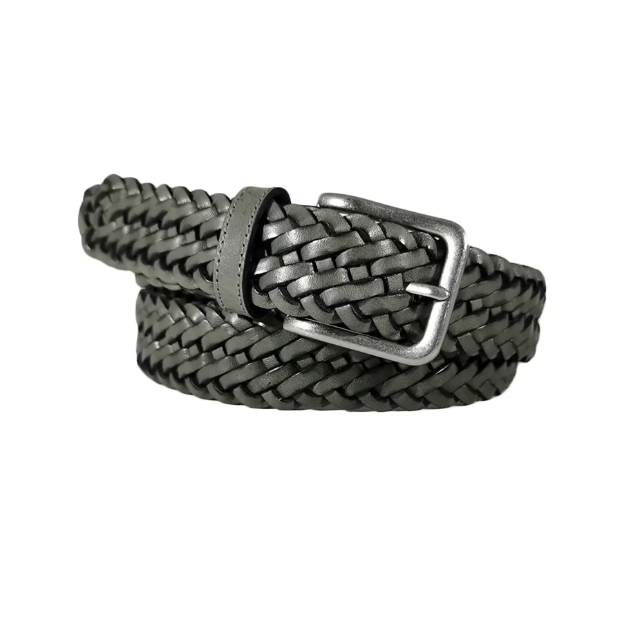grey mens braided belt leather GREWOV35NRDK019TBRANAR 1