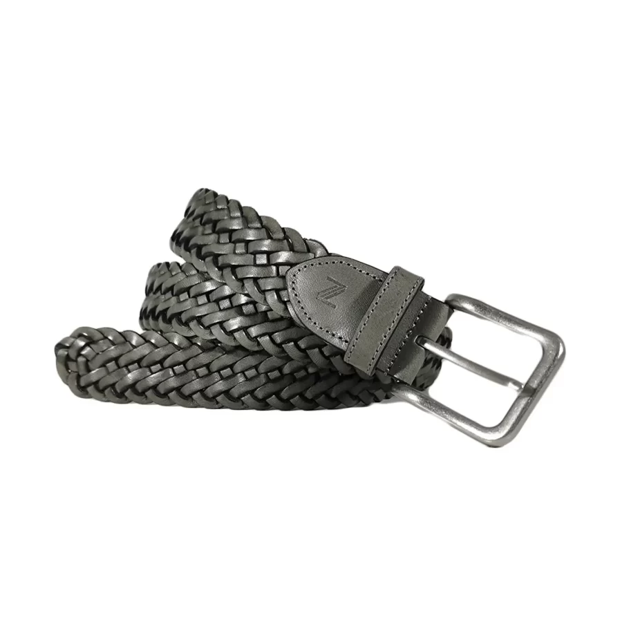 grey mens braided belt leather GREWOV35NRDK019TBRANAR 2