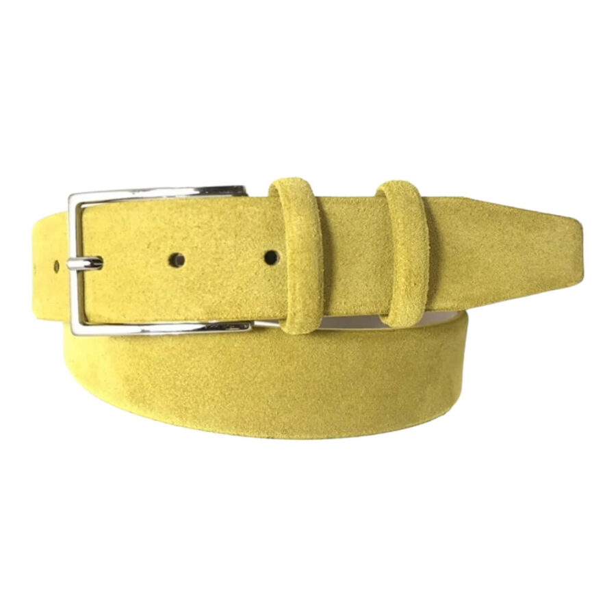 Buy Lemon Green Suede Leather Belt For Summer Wear - LeatherBeltsOnline.com