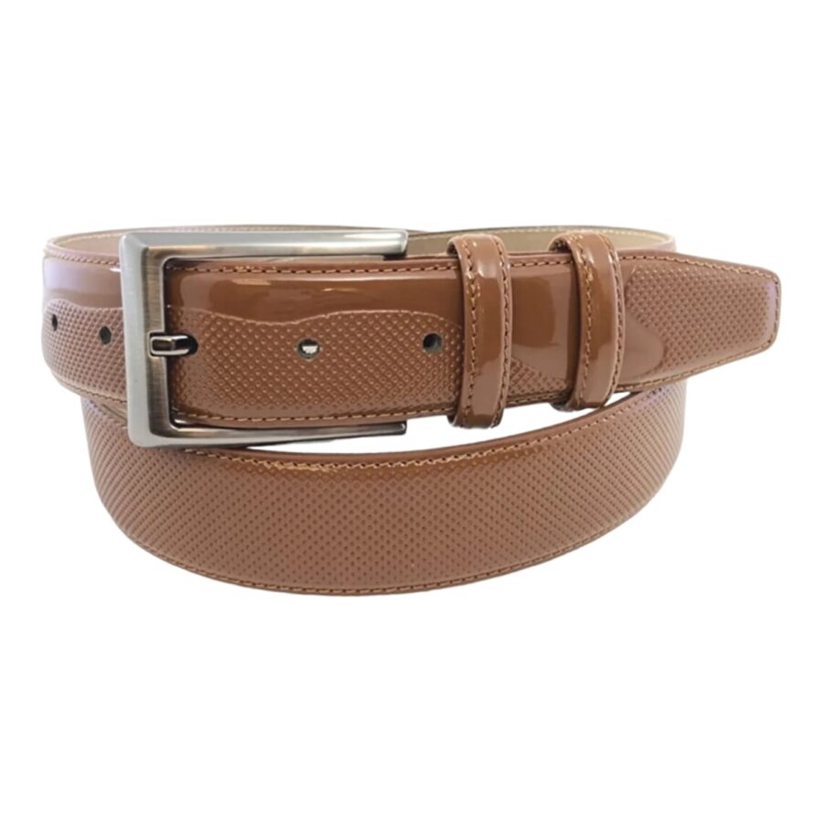 light brown perforated leather belt for men 1 PERPAT7452369BROGIR35 1