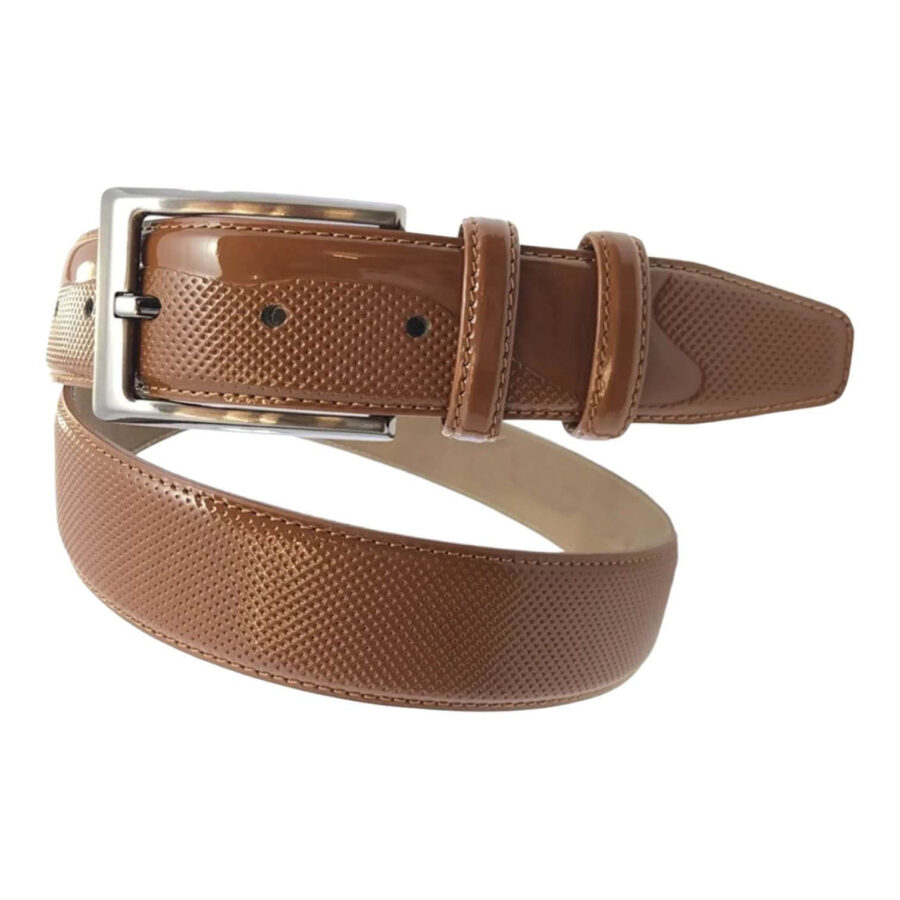 light brown perforated leather belt for men 7452369 3