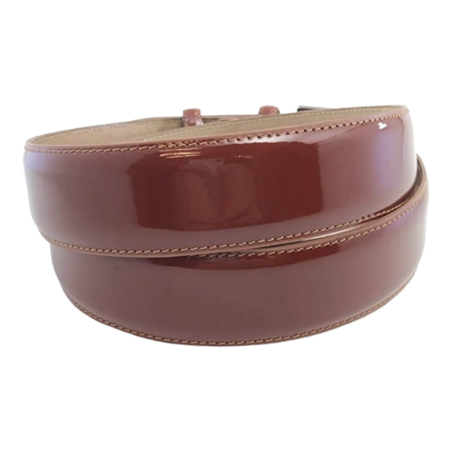 medium brown patent leather belt for men 5479638 2