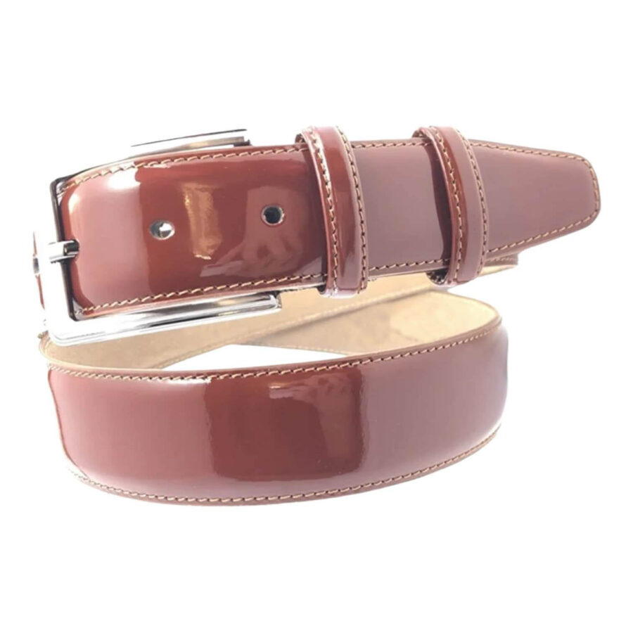 medium brown patent leather belt for men 5479638 3